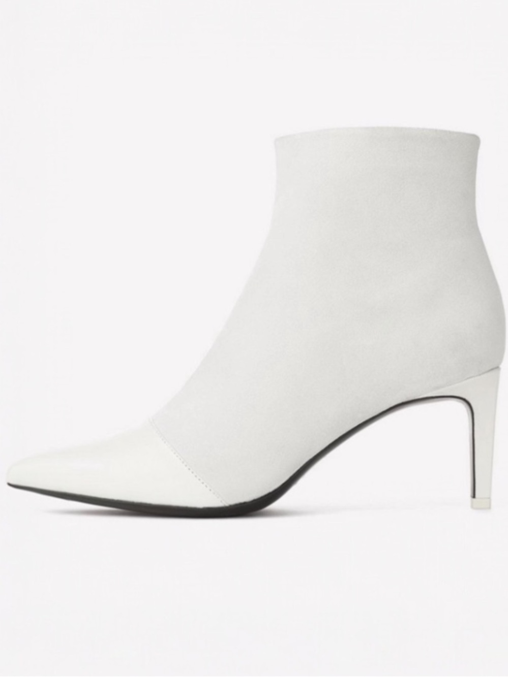 Rag & Bone Beha White Leather Suede Ankle Boots 40 US 10 Pointed Toe Stiletto
